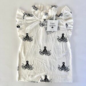 Kate Quinn Top | Octopus Print, Flutter Sleeve | Ivory Black | 18–24M | NWT